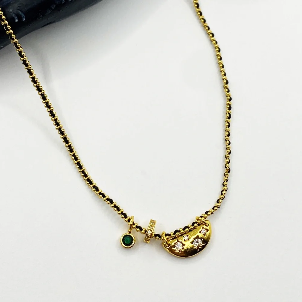 NEW Gold Crescent Moon & Star Pendant Layering Necklace